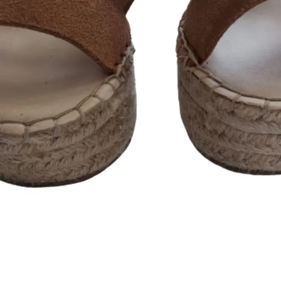 Dolce Vita Shayla Platform Wedge Shoe Size 8.5 Tan Beige Espadrille Caramel