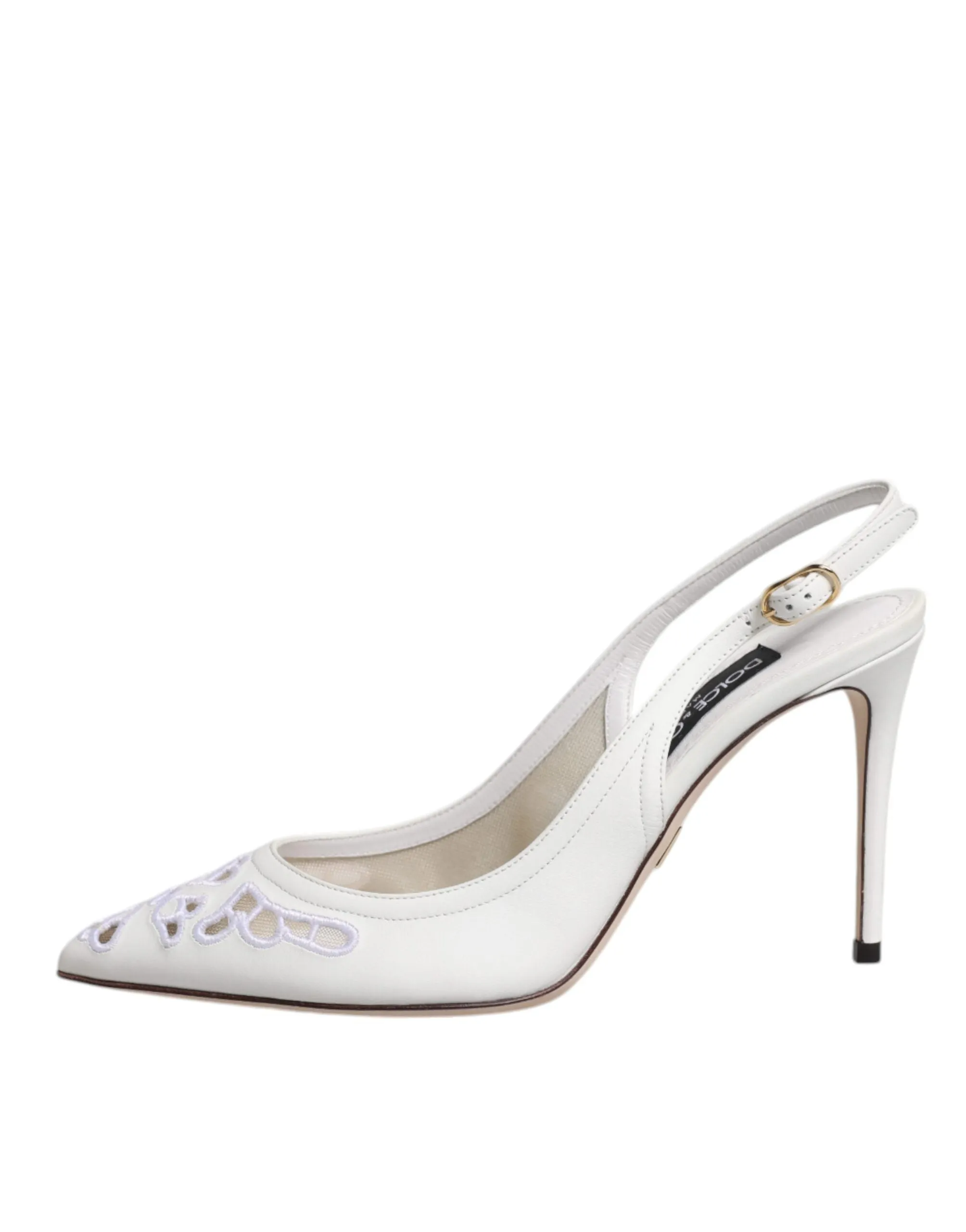 Dolce&Gabbana Women White Sandals 100% Leather High Heels Slingback Shoes EUR 36
