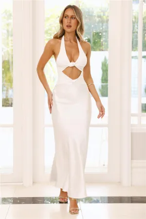 Dream Design Halter Satin Maxi Dress White