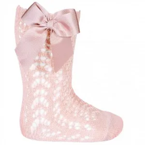 Dusky Pink Crochet Socks