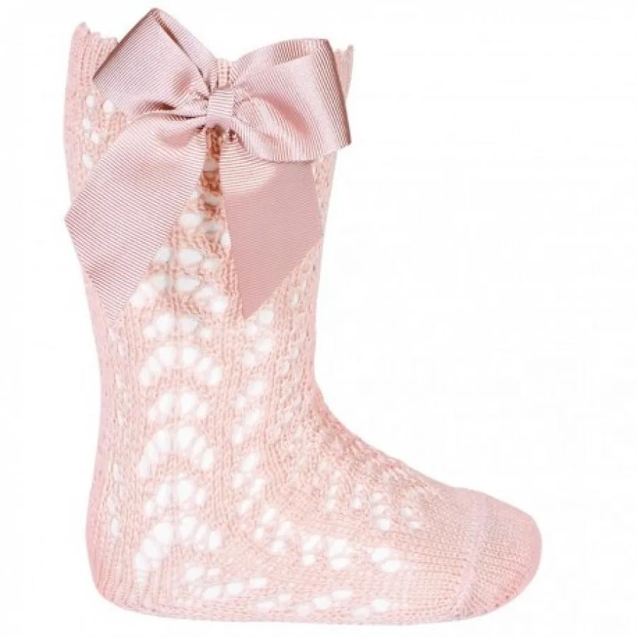 Dusky Pink Crochet Socks