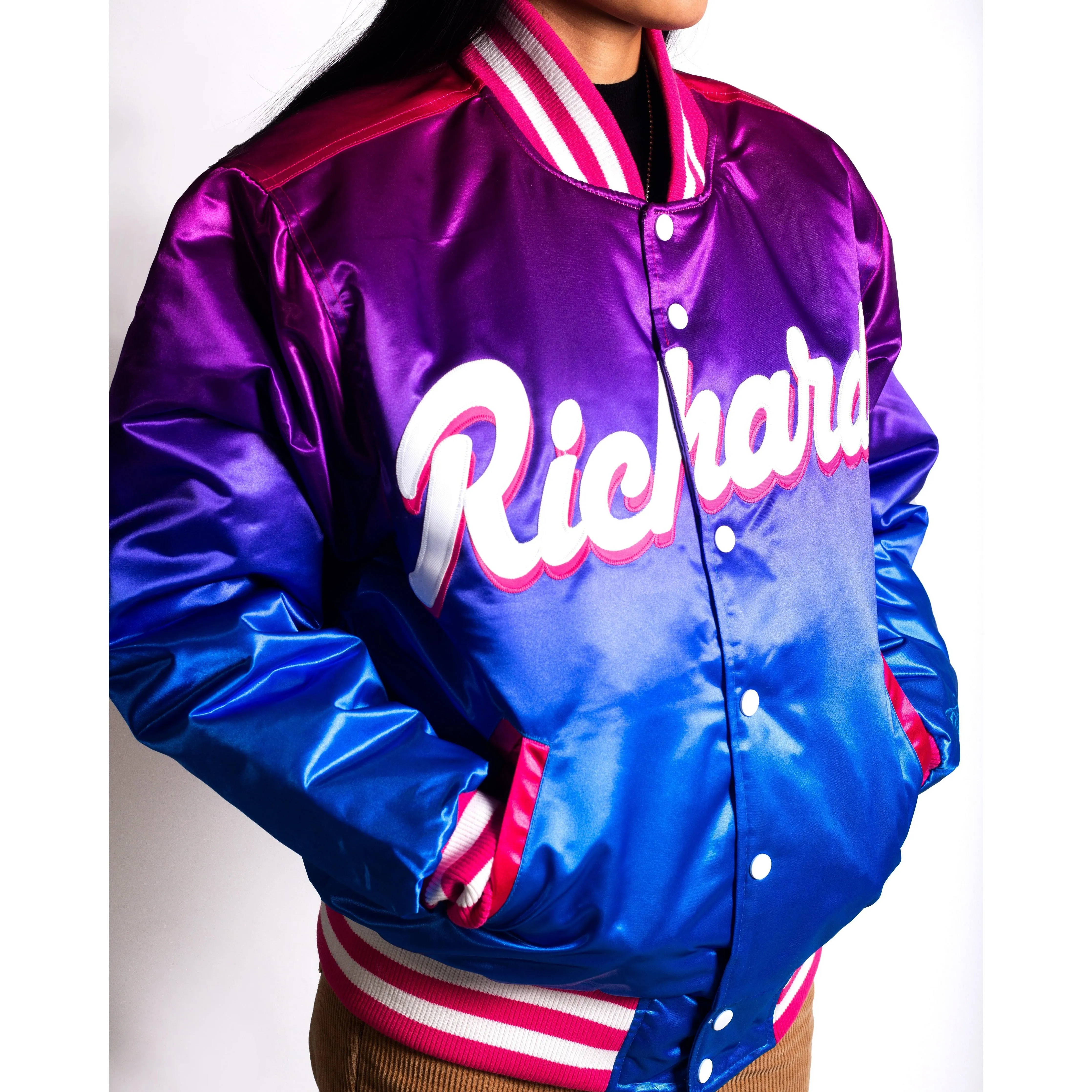 DWAYNE WADE HIGH SCHOOL SATIN JACKET (BLUE)