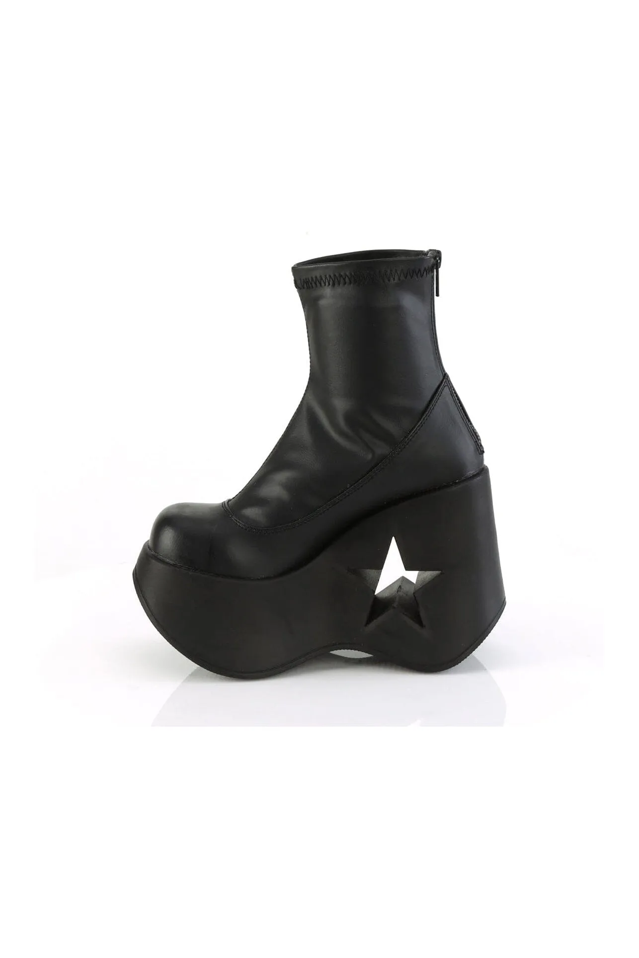 DYNAMITE-100 Black Hologram Patent Ankle Boot