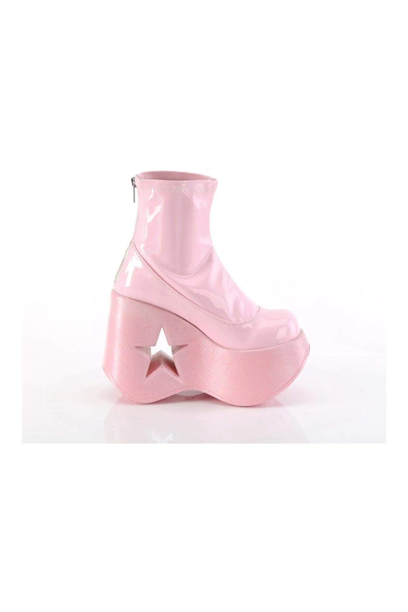 DYNAMITE-100 Pink Hologram Patent Ankle Boot