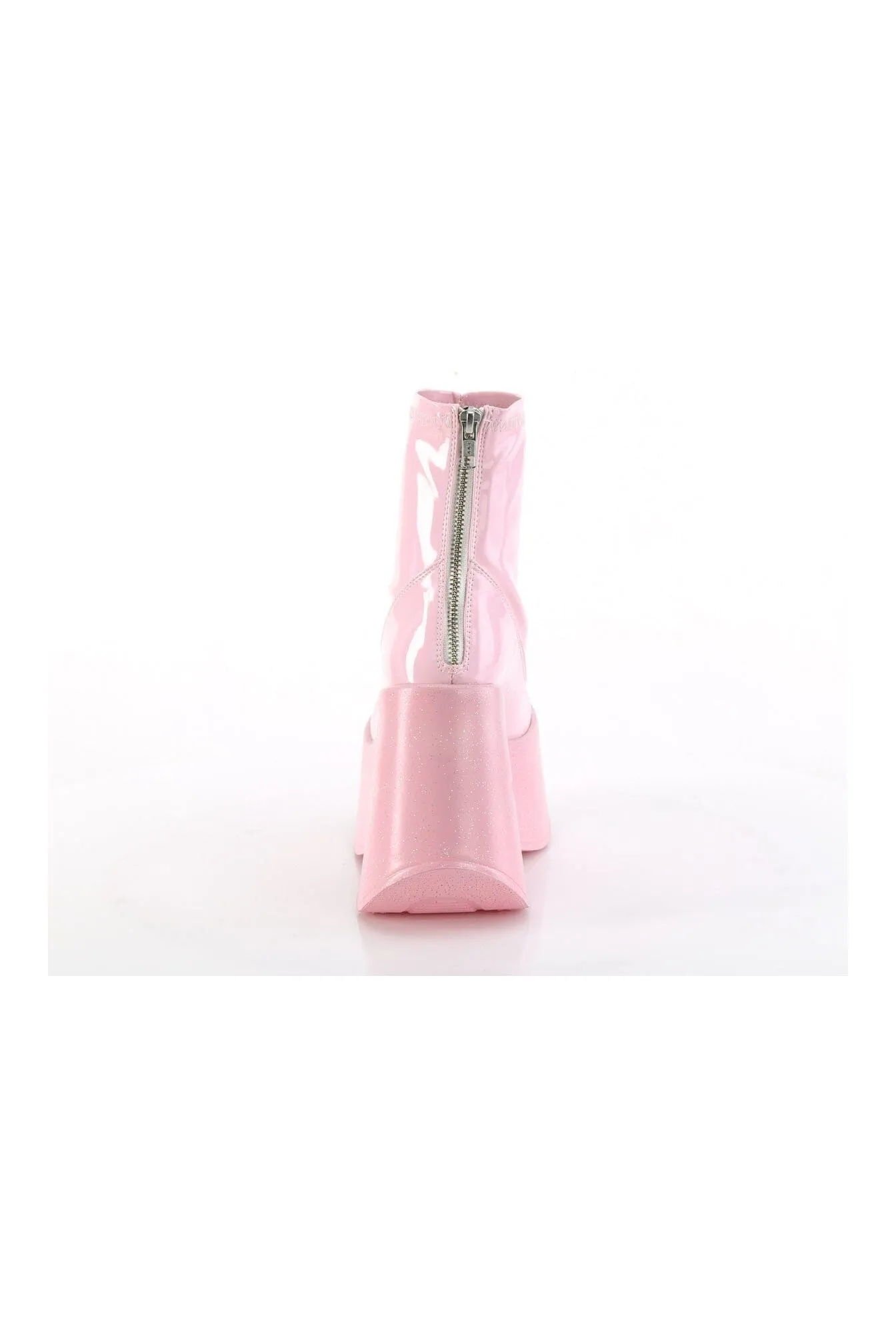DYNAMITE-100 Pink Hologram Patent Ankle Boot
