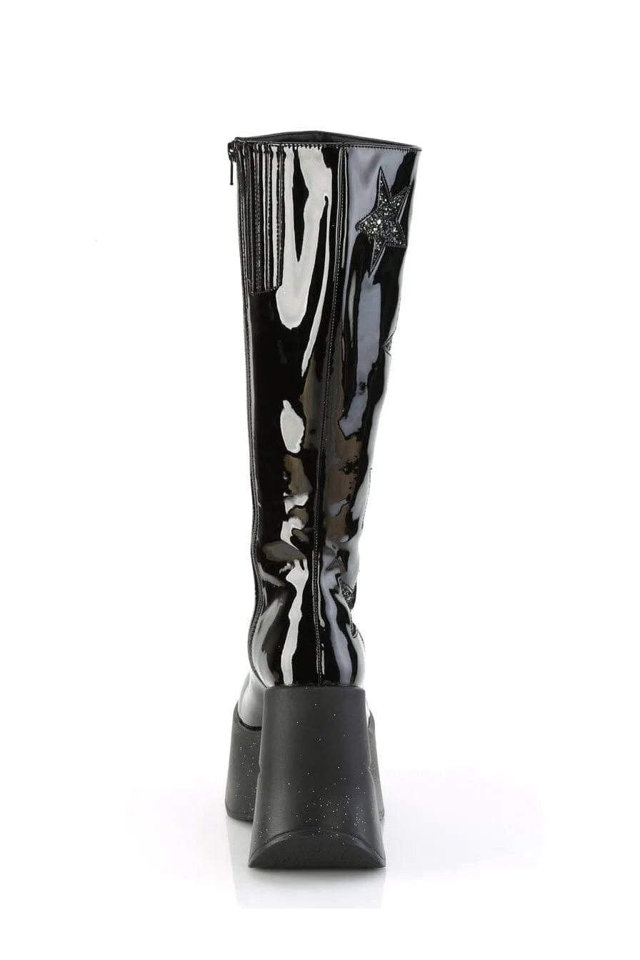 DYNAMITE-218 Black Glitter Knee Boot