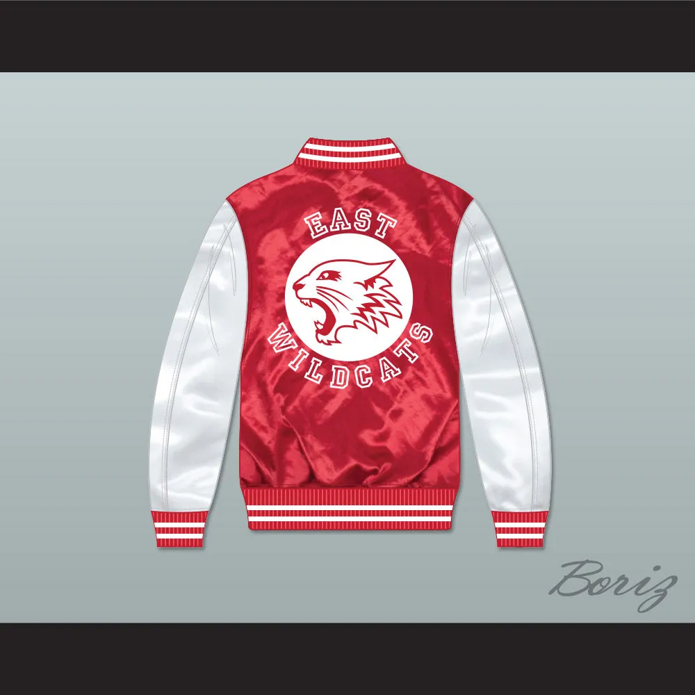 East High School Wildcats Red/ White Varsity Letterman Satin Bomber Jacket 2