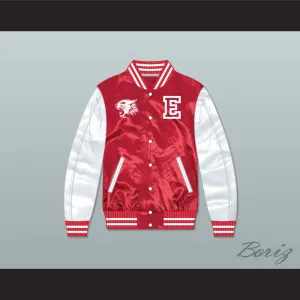East High School Wildcats Red/ White Varsity Letterman Satin Bomber Jacket 2