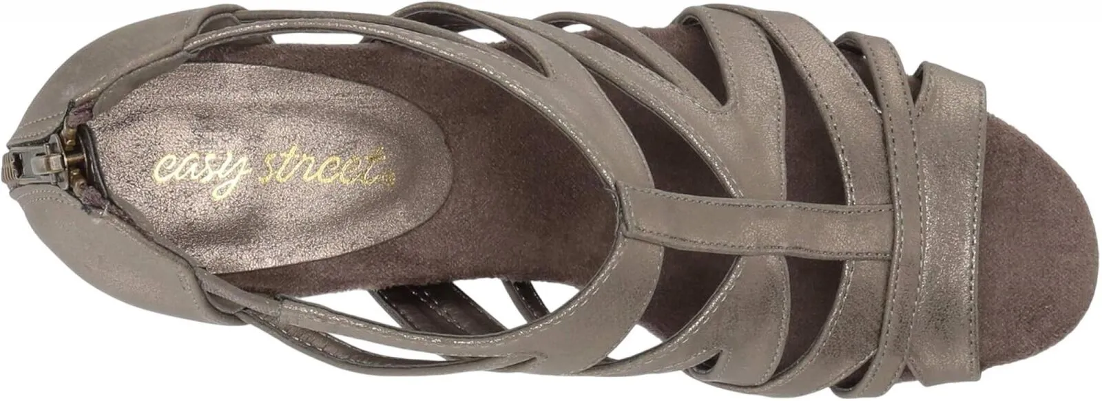 Easy Street Women's Block Heel Amaze Heeled Sandal Pewter Metallic Gray 9.5M