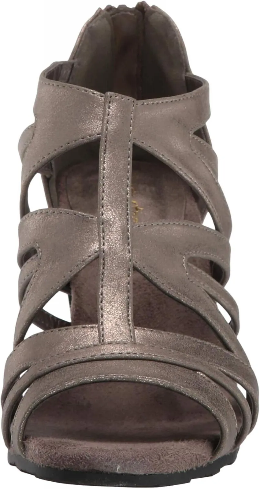 Easy Street Women's Block Heel Amaze Heeled Sandal Pewter Metallic Gray 9.5M