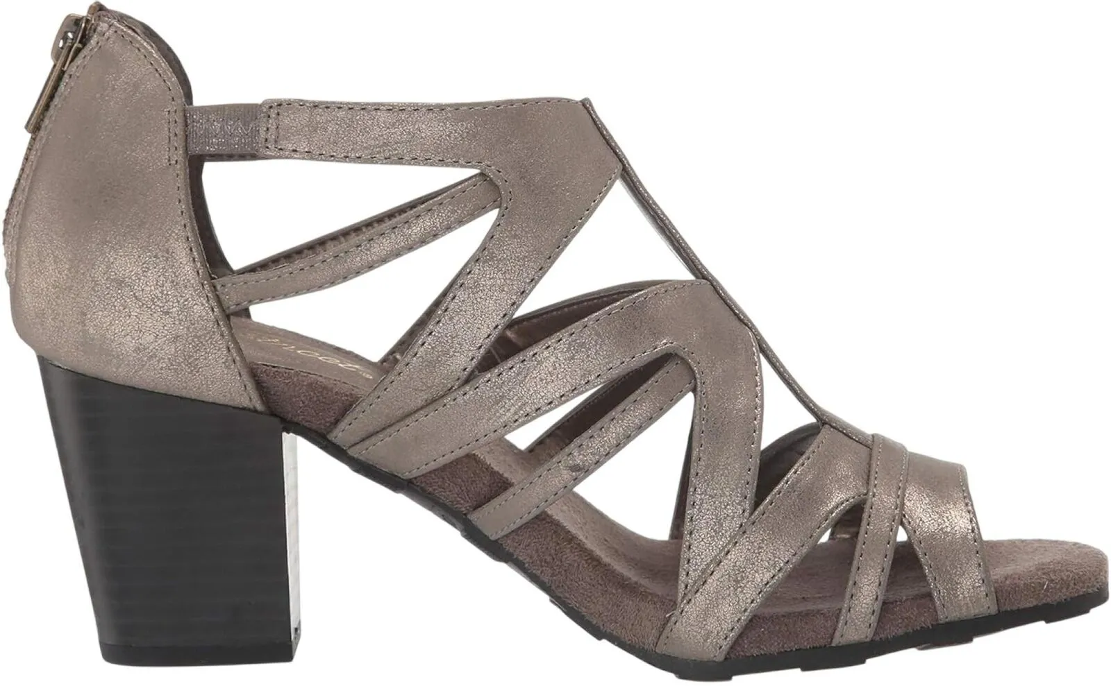 Easy Street Women's Block Heel Amaze Heeled Sandal Pewter Metallic Gray 9.5M