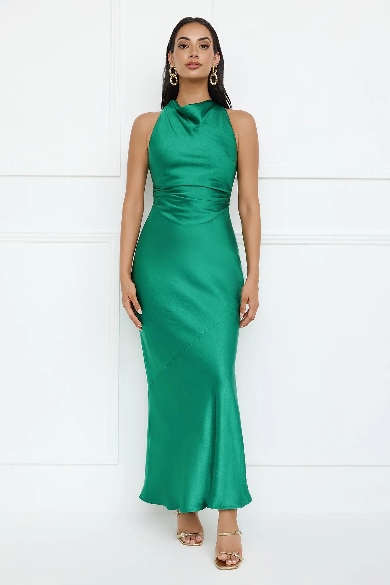Eden Satin Maxi Dress Green