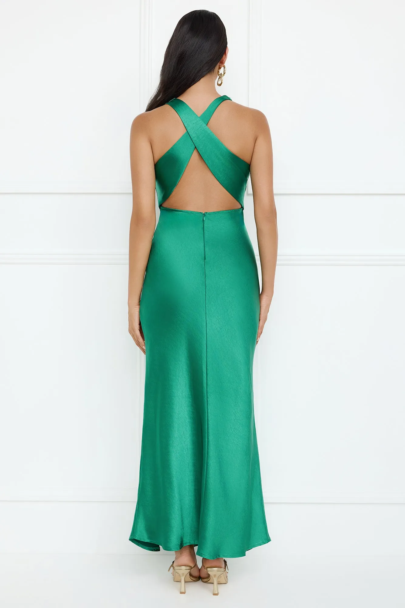 Eden Satin Maxi Dress Green
