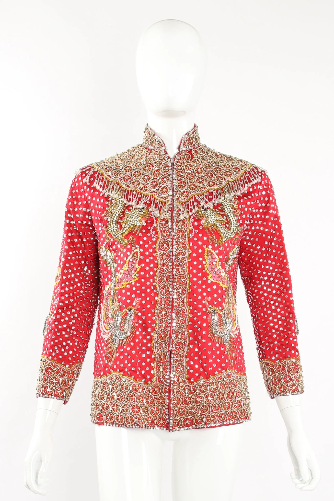 Embellished Chinese Phoenix & Dragon Silk Jacket