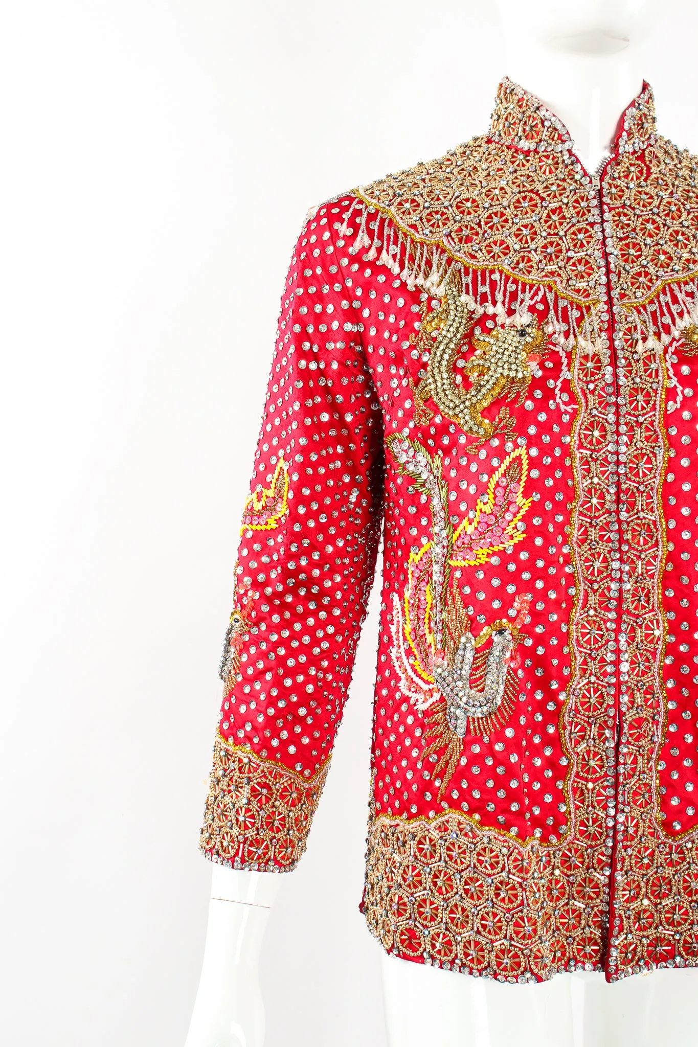 Embellished Chinese Phoenix & Dragon Silk Jacket
