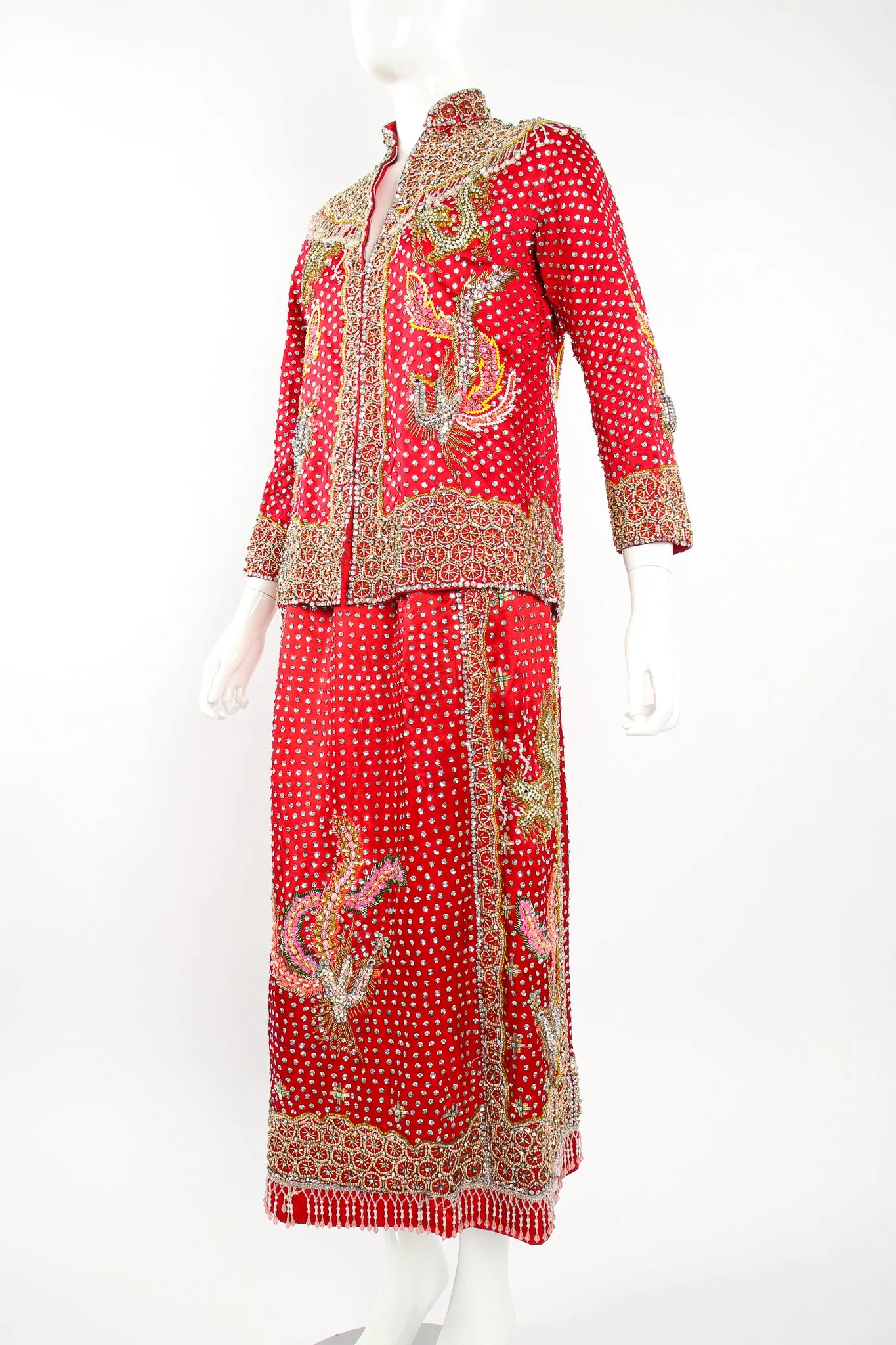 Embellished Chinese Phoenix & Dragon Silk Jacket