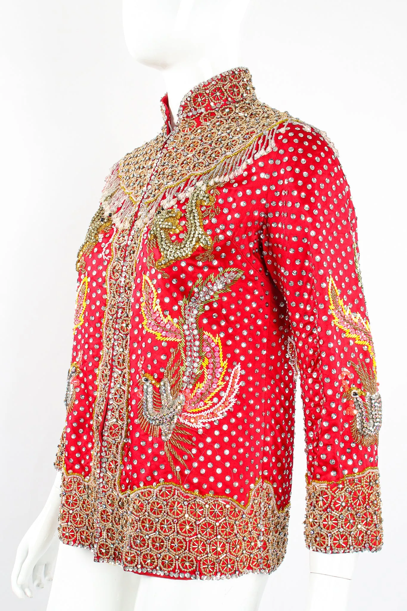 Embellished Chinese Phoenix & Dragon Silk Jacket