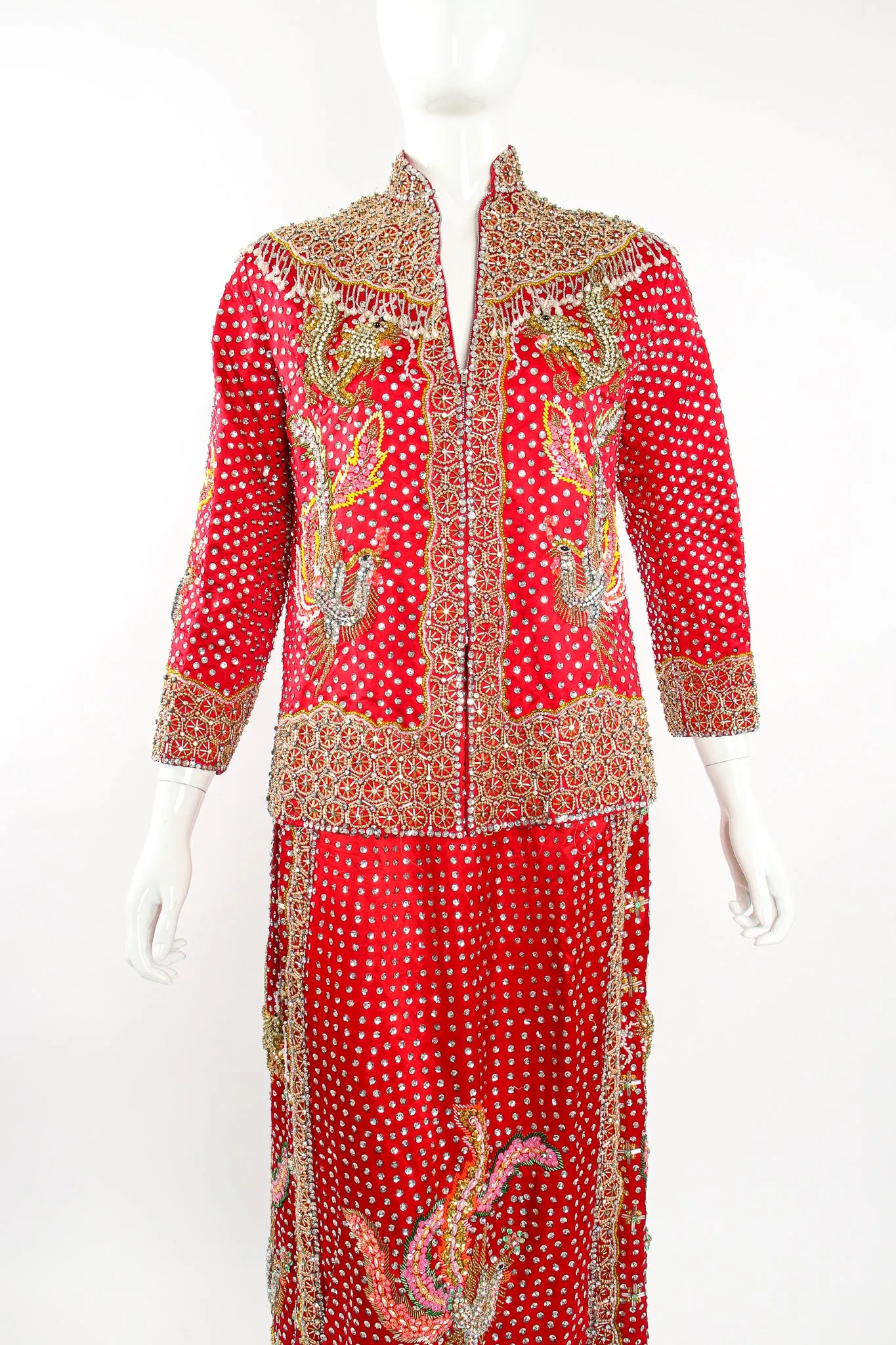 Embellished Chinese Phoenix & Dragon Silk Jacket
