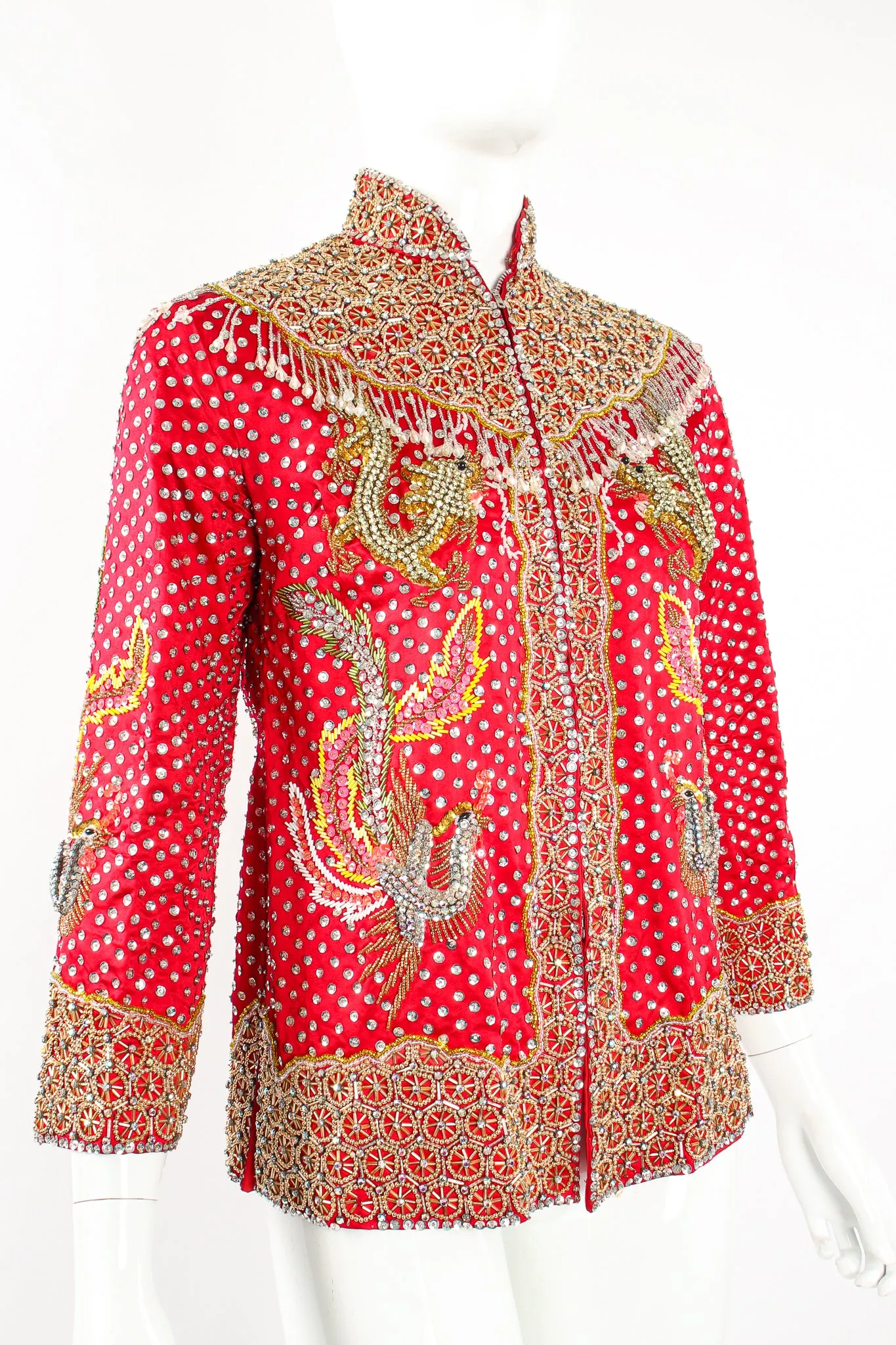 Embellished Chinese Phoenix & Dragon Silk Jacket