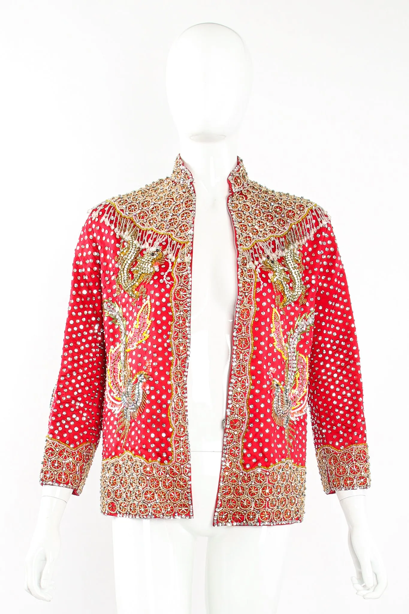 Embellished Chinese Phoenix & Dragon Silk Jacket