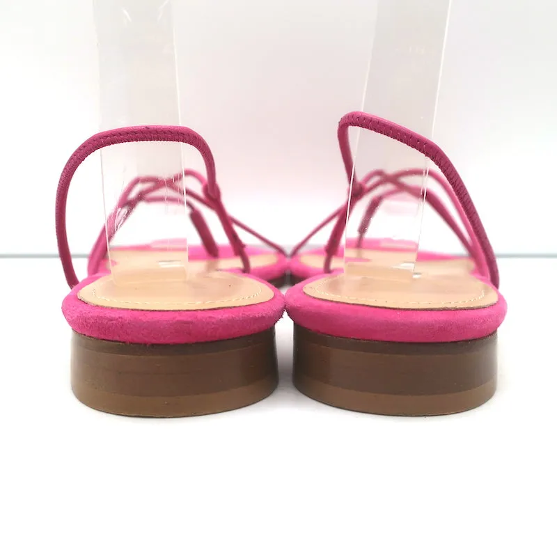 Emme Parsons Flat Slingback Thong Sandals Pink Suede Size 38