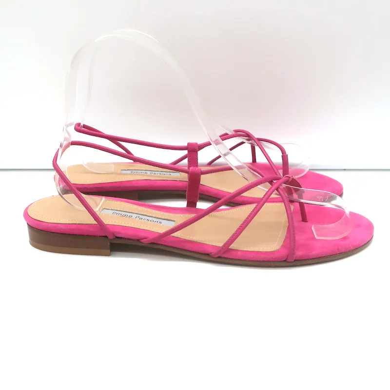 Emme Parsons Flat Slingback Thong Sandals Pink Suede Size 38