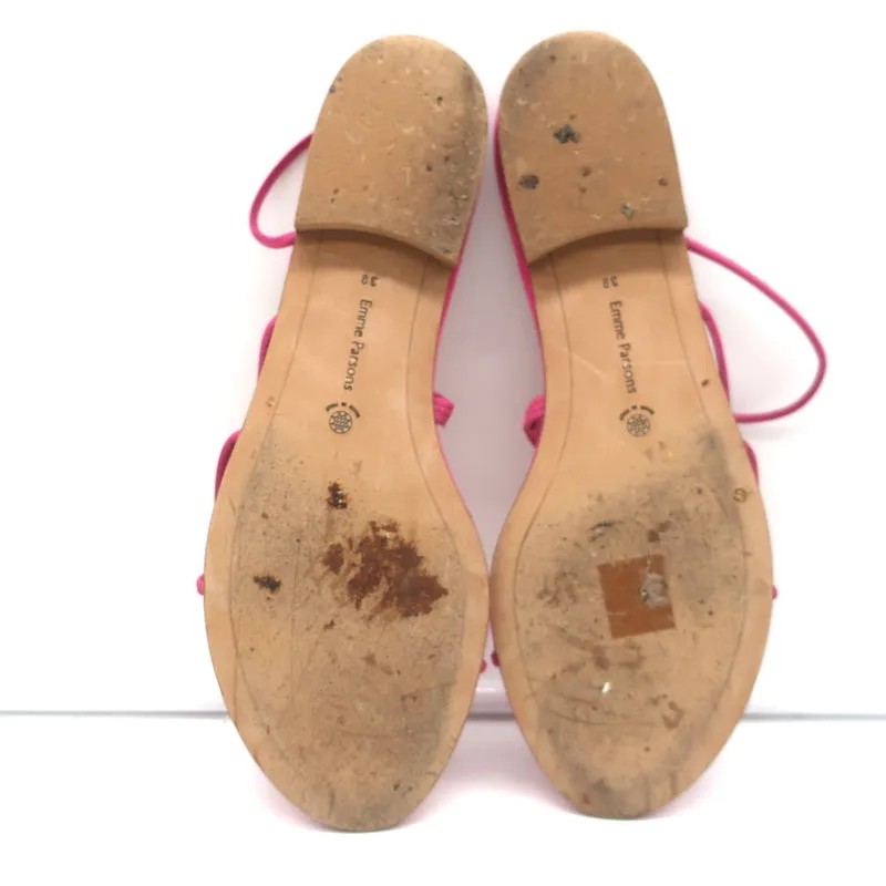 Emme Parsons Flat Slingback Thong Sandals Pink Suede Size 38