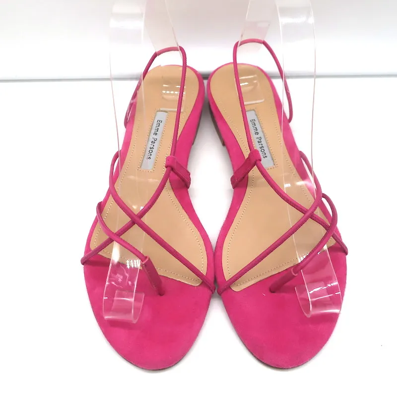 Emme Parsons Flat Slingback Thong Sandals Pink Suede Size 38