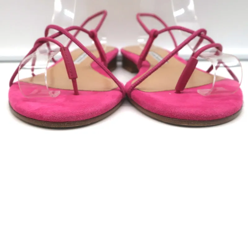 Emme Parsons Flat Slingback Thong Sandals Pink Suede Size 38