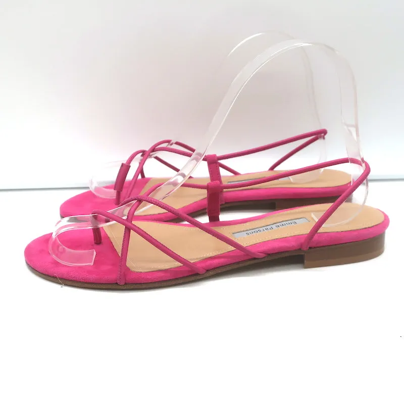 Emme Parsons Flat Slingback Thong Sandals Pink Suede Size 38