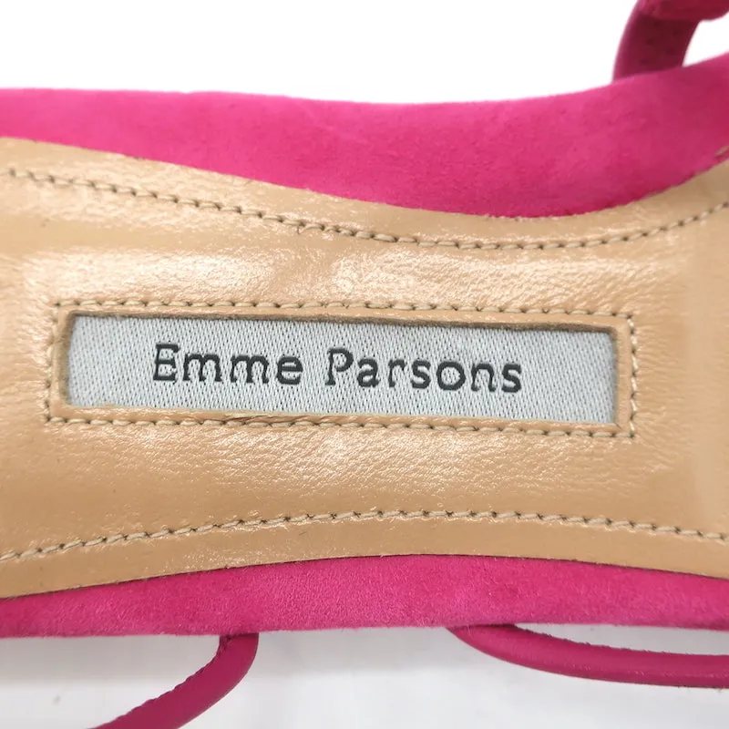 Emme Parsons Flat Slingback Thong Sandals Pink Suede Size 38