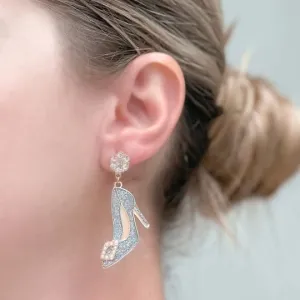 Enamel Stiletto Dangle Earrings - Silver