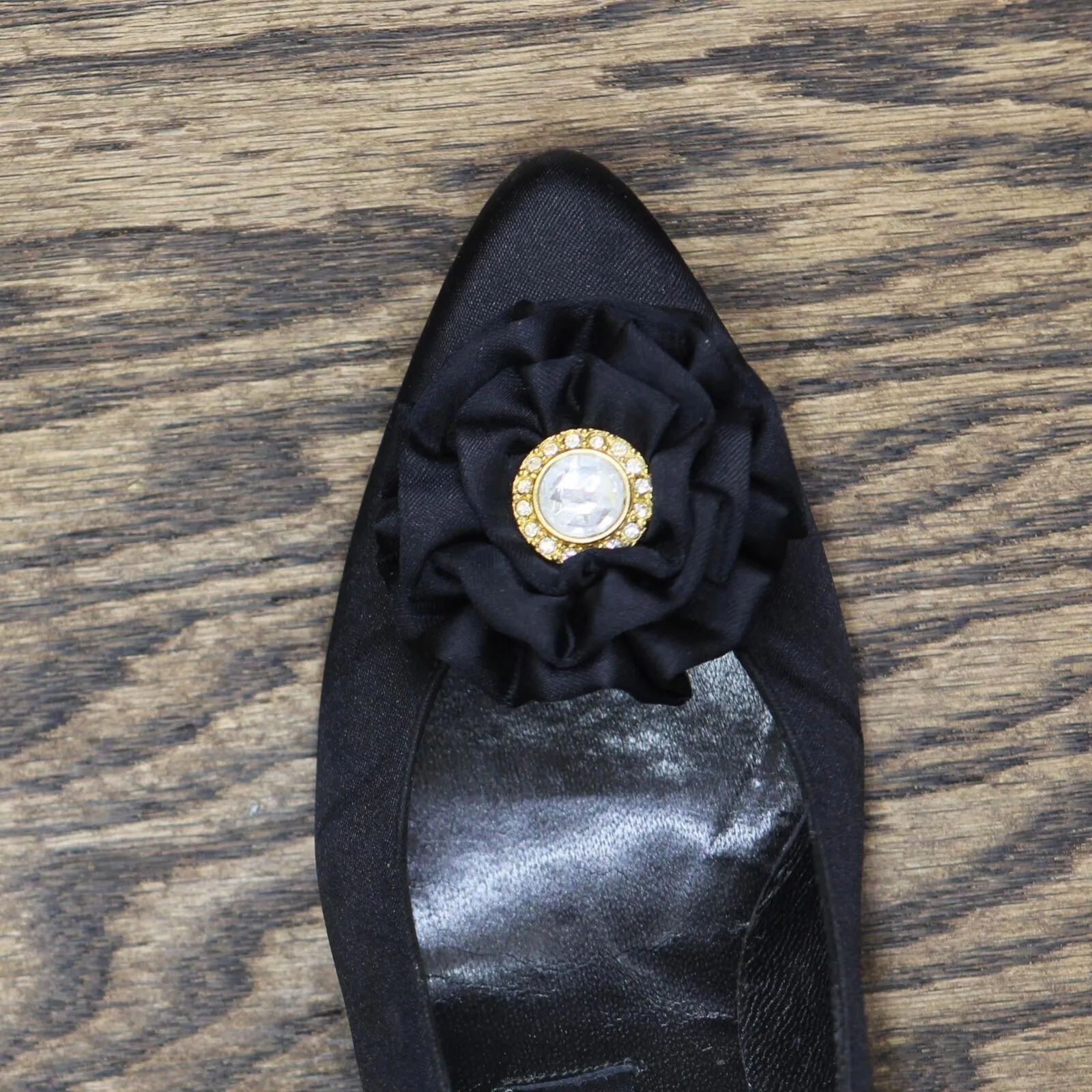 Evan-Picone Womens Vintage Satin Embellished Heels 1673c237e77fea Black 5.5M