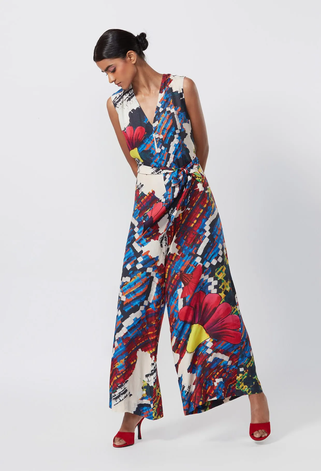 Floral Print Sleeveless Jumpsuit