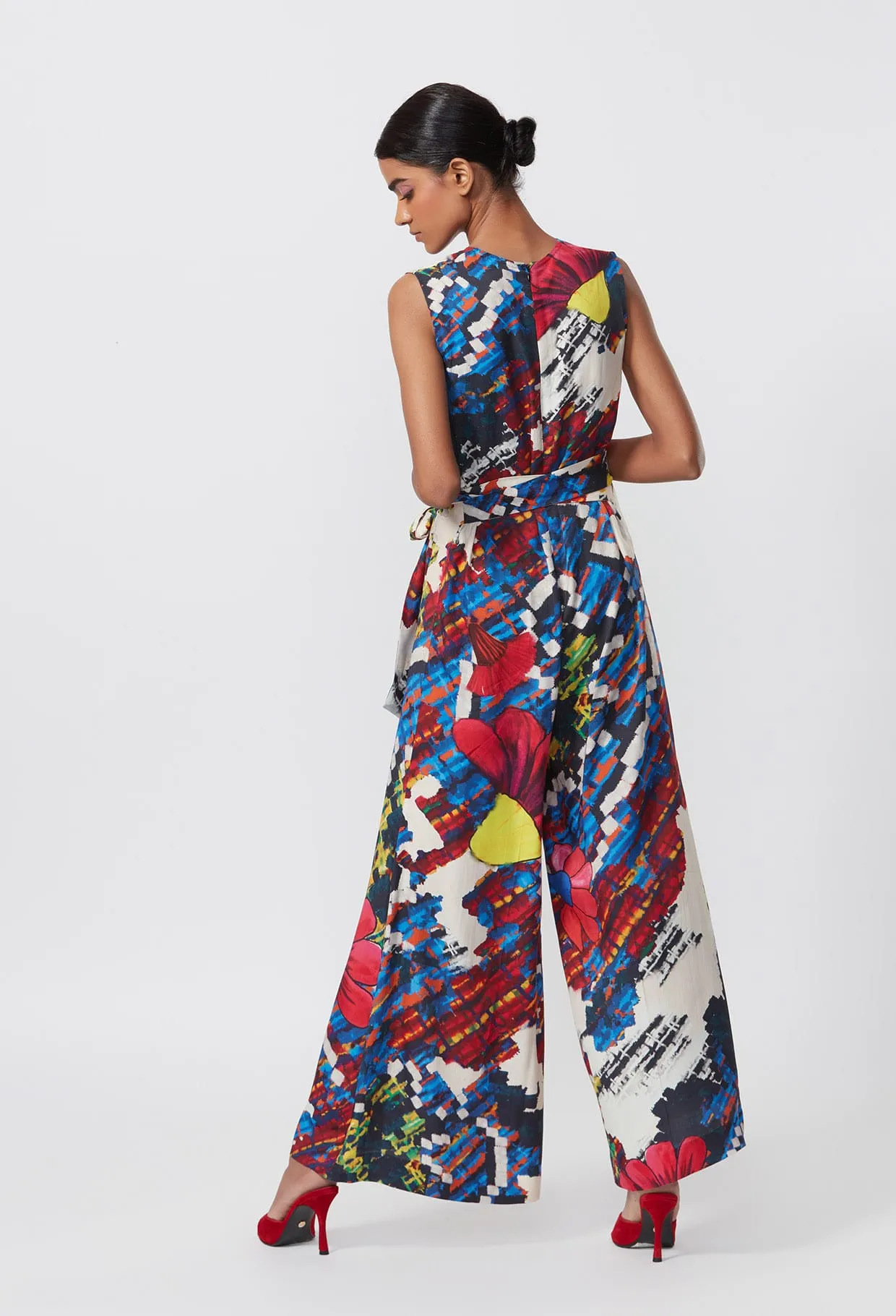 Floral Print Sleeveless Jumpsuit