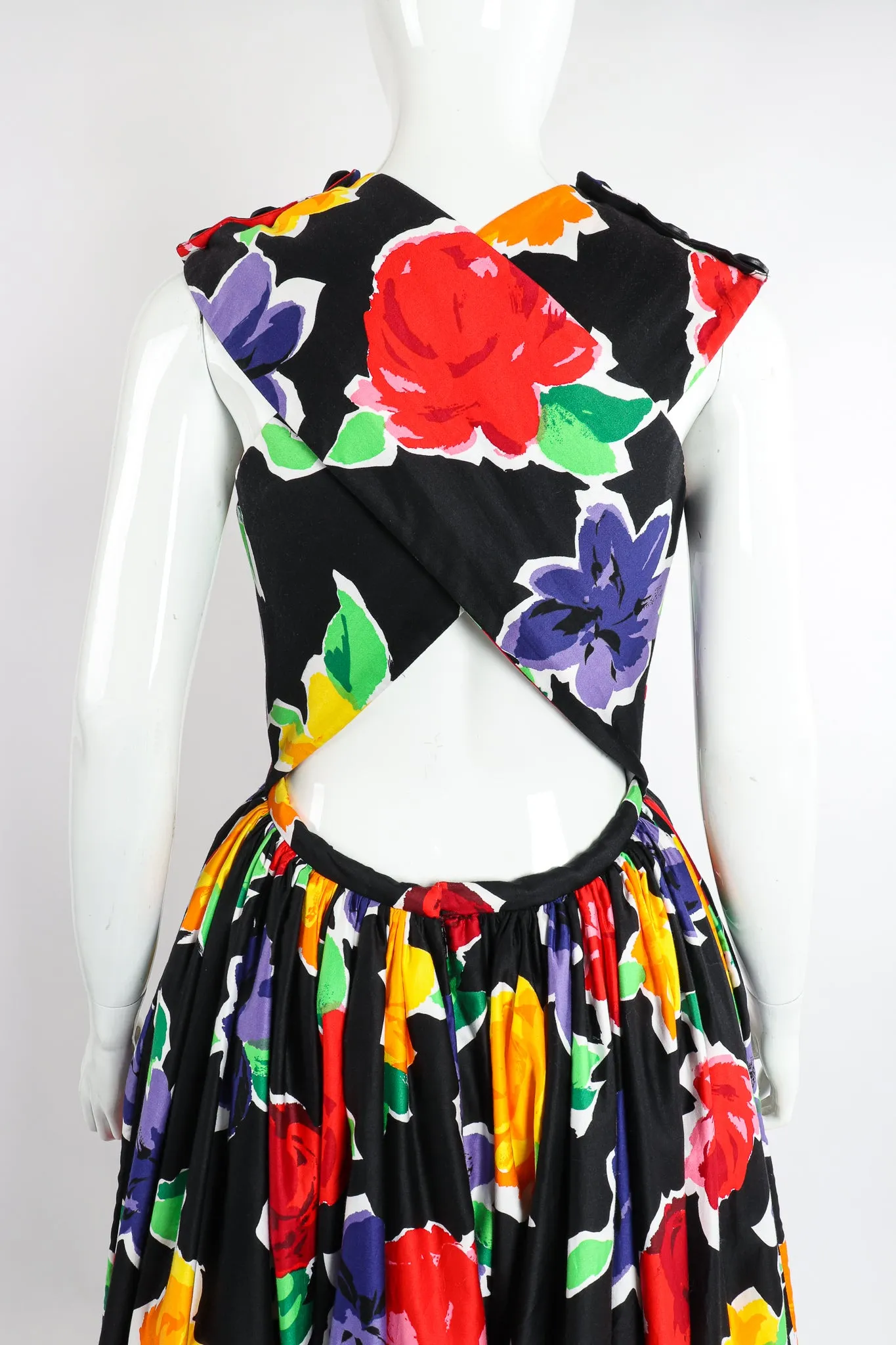 Floral Sateen Crossback Gown