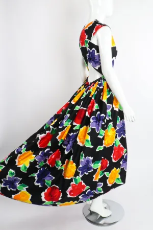 Floral Sateen Crossback Gown
