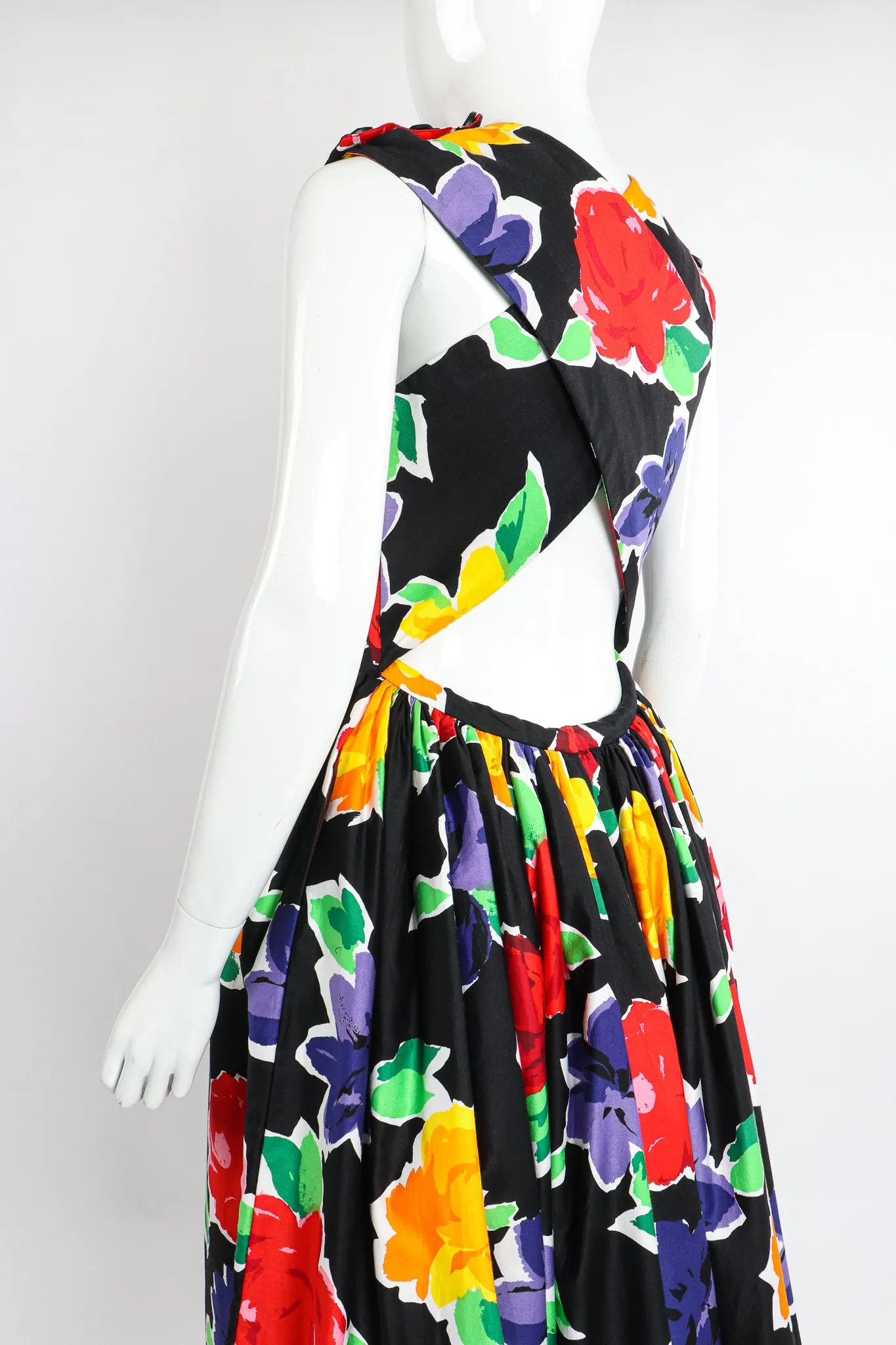 Floral Sateen Crossback Gown