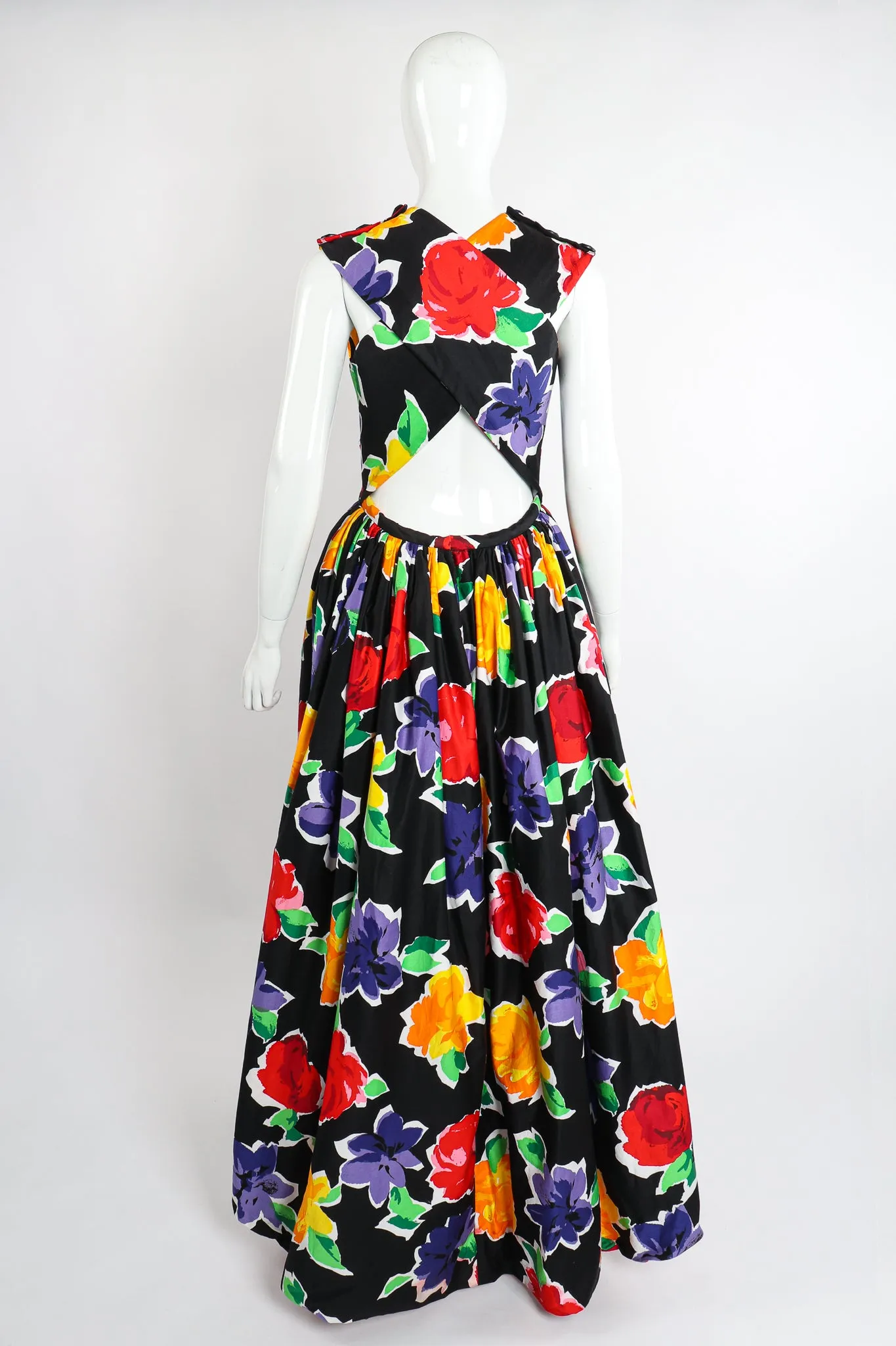 Floral Sateen Crossback Gown