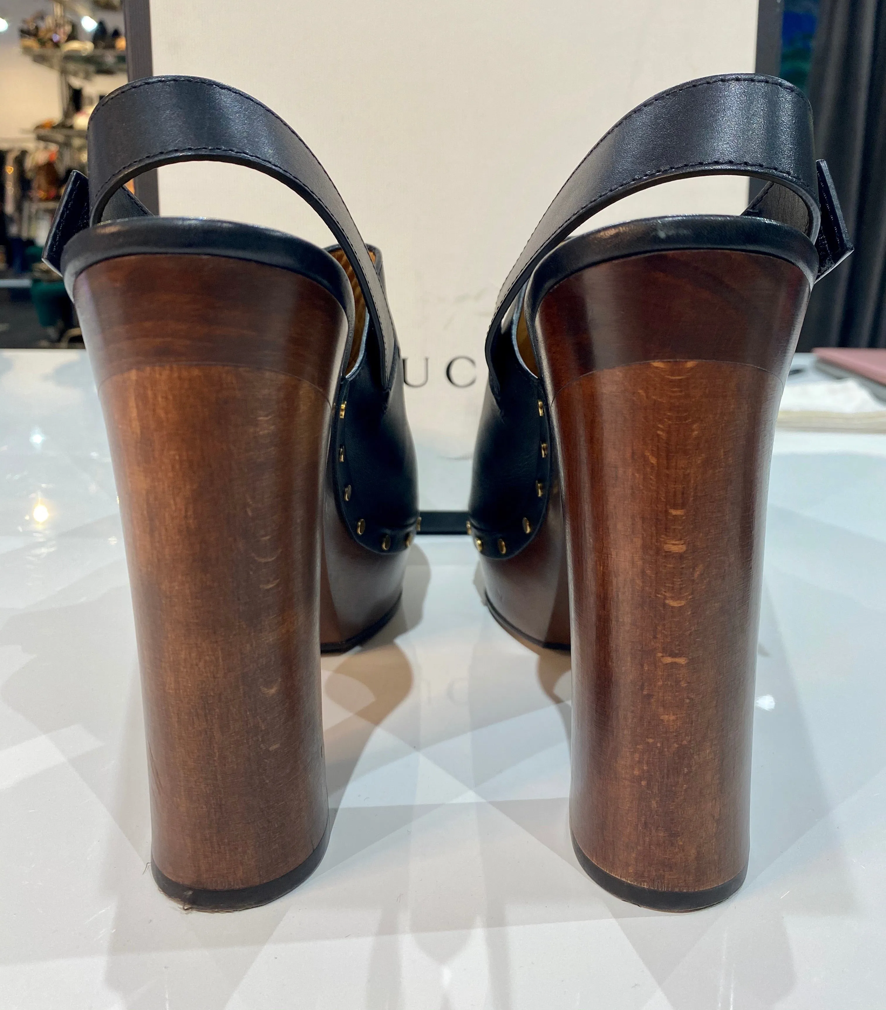 Gucci Hamstel Horsebit Leather Clog Pump