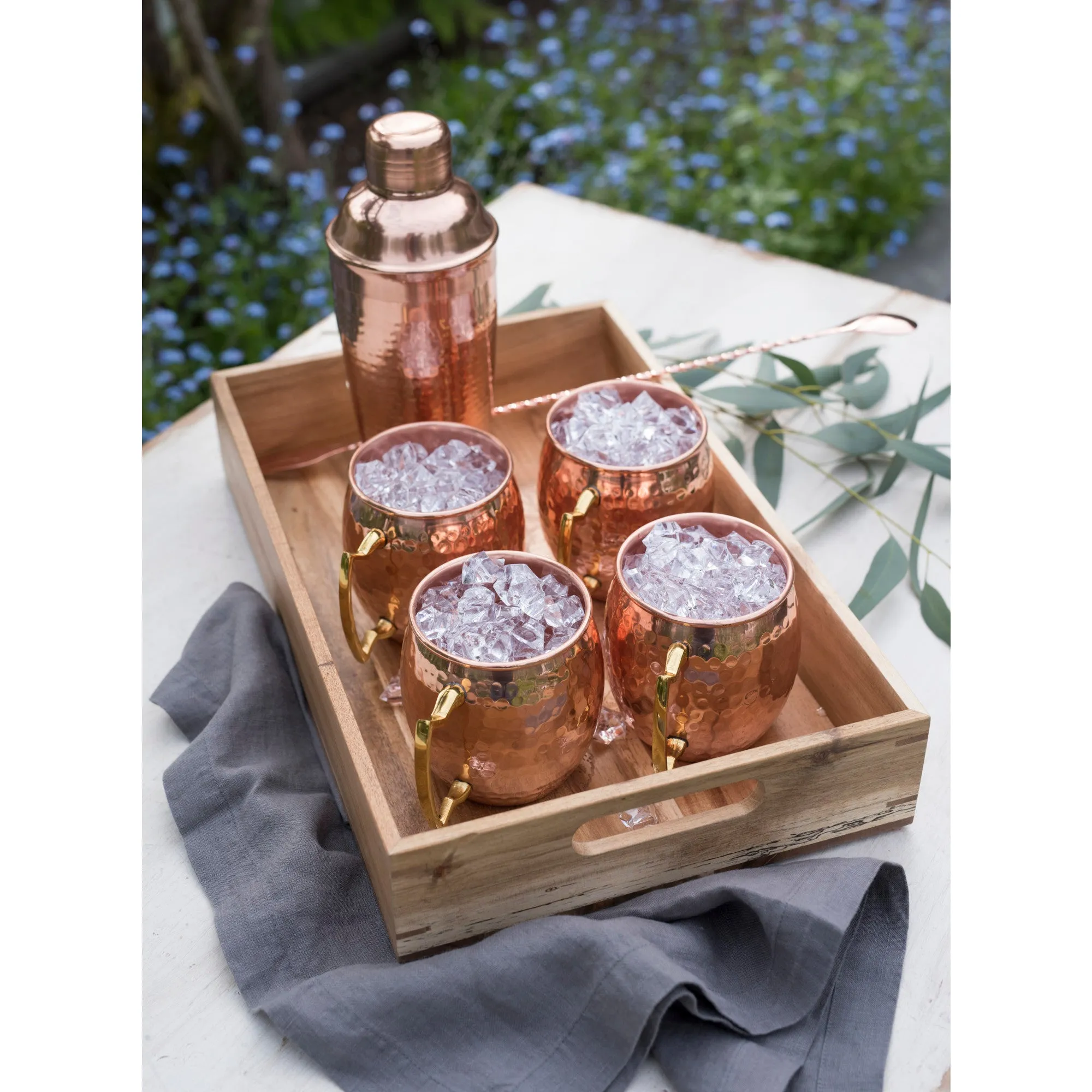 HAMMERED COPPER BAR SET