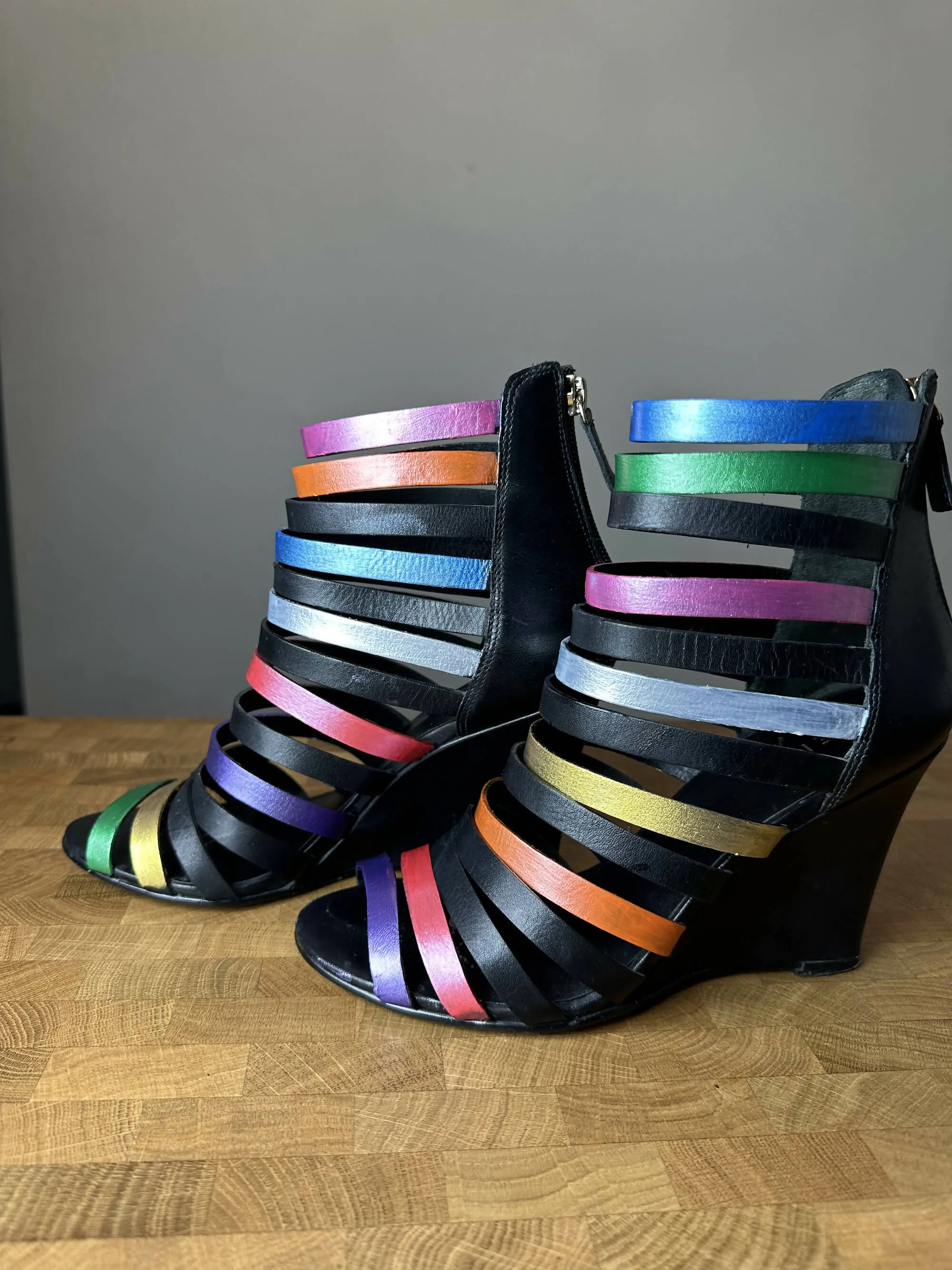 Hand Painted Strappy Wedge Heels by Reiss