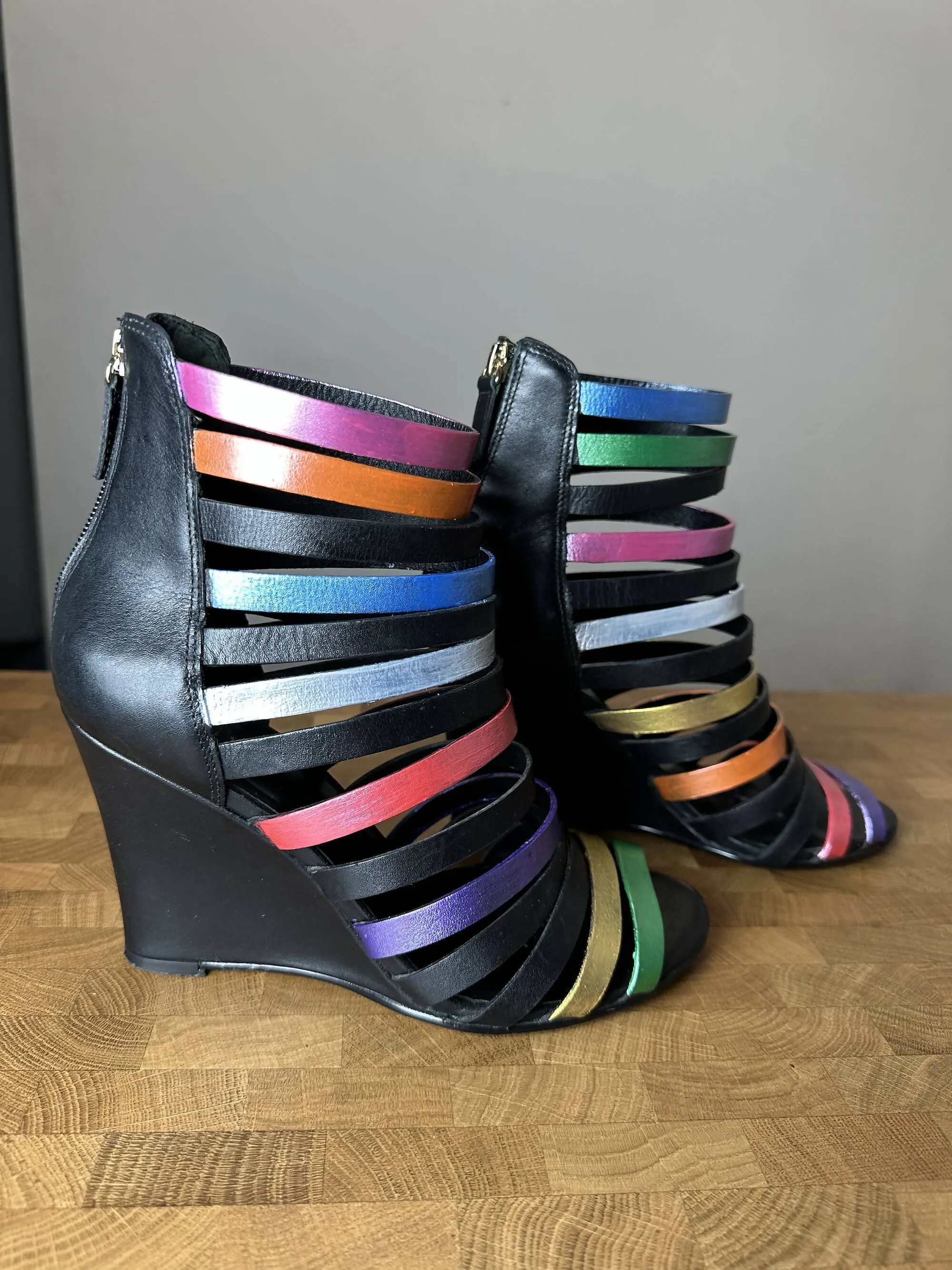 Hand Painted Strappy Wedge Heels by Reiss