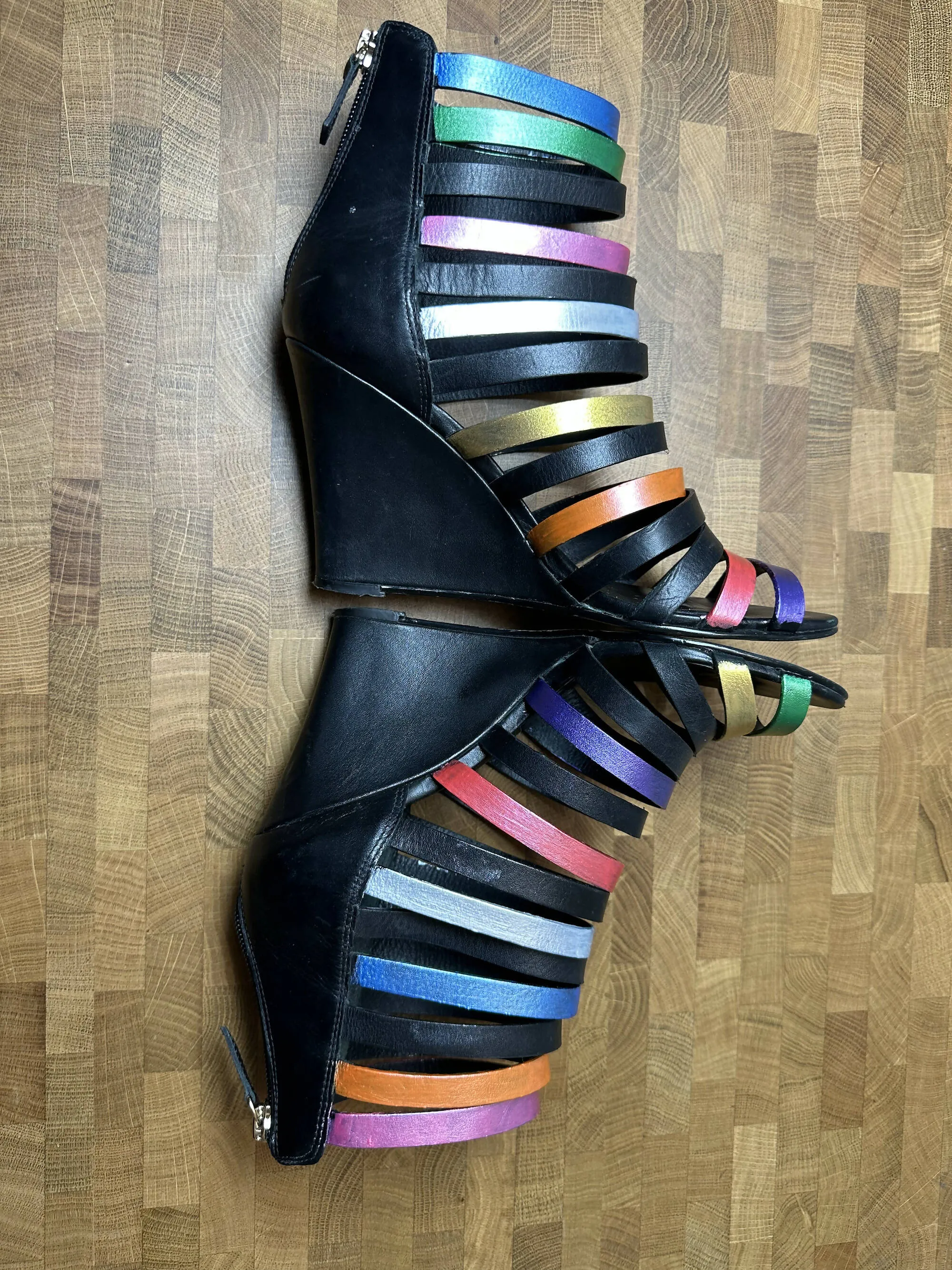 Hand Painted Strappy Wedge Heels by Reiss