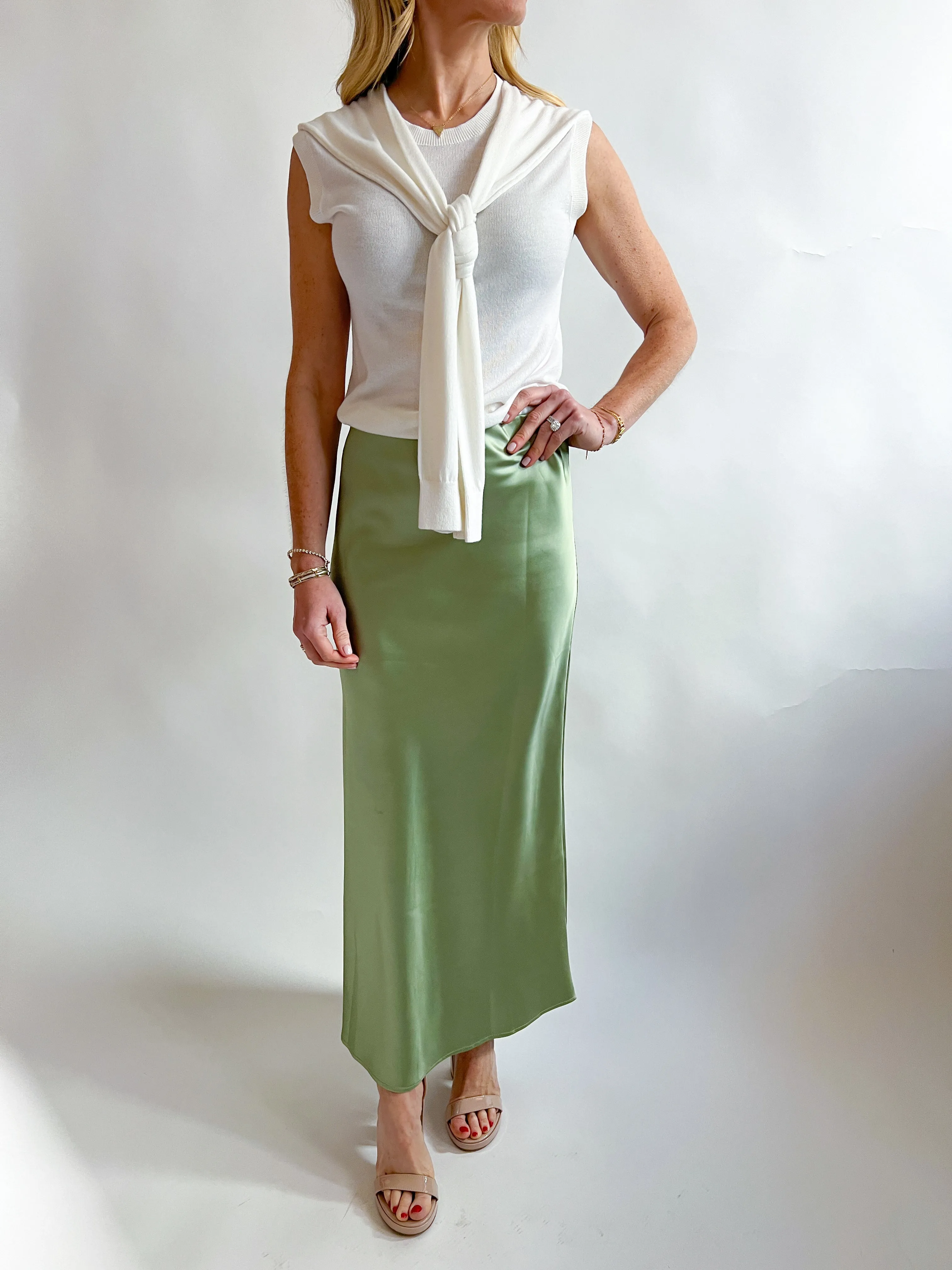 High Class Satin Midi Skirt