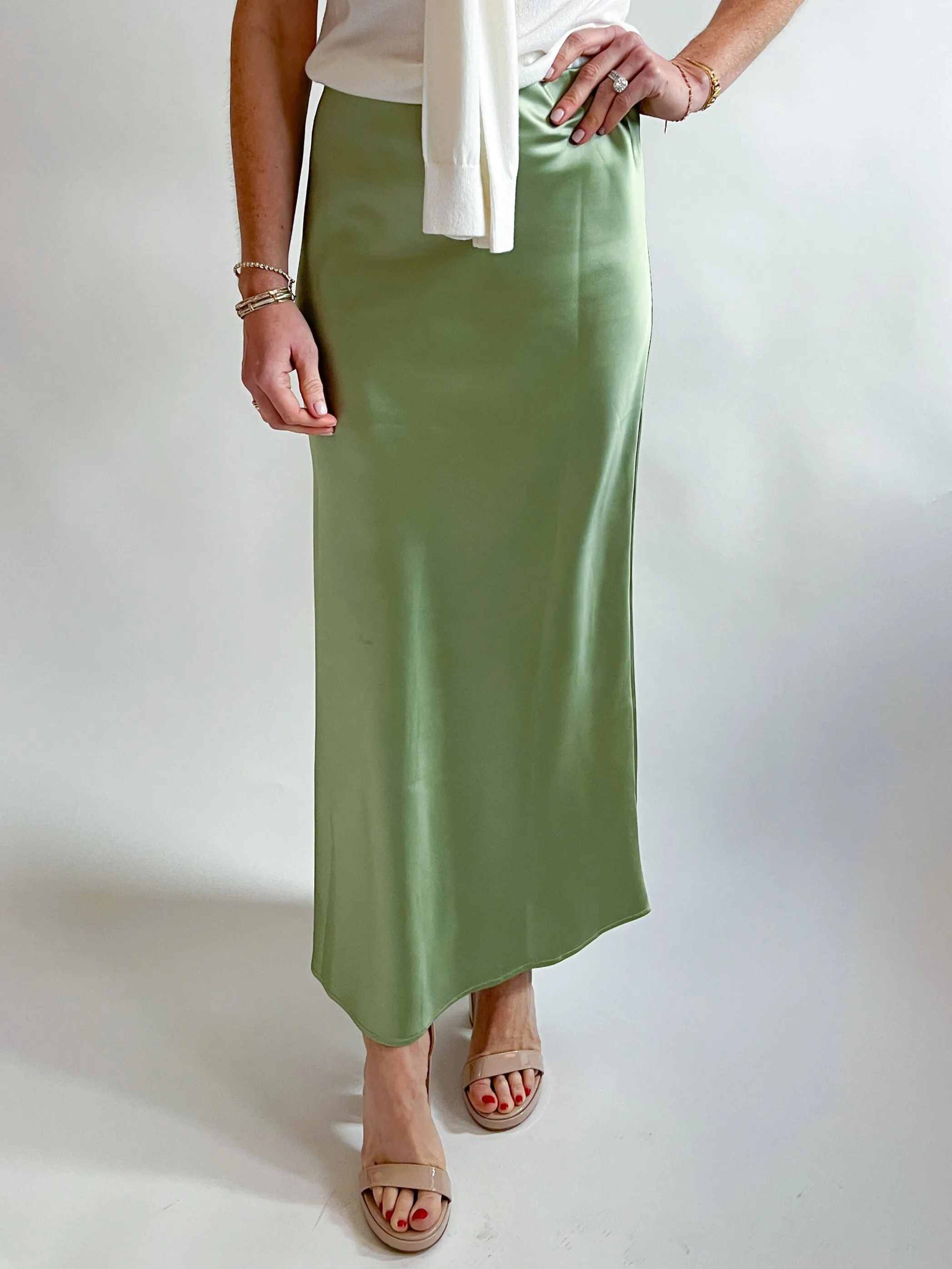 High Class Satin Midi Skirt