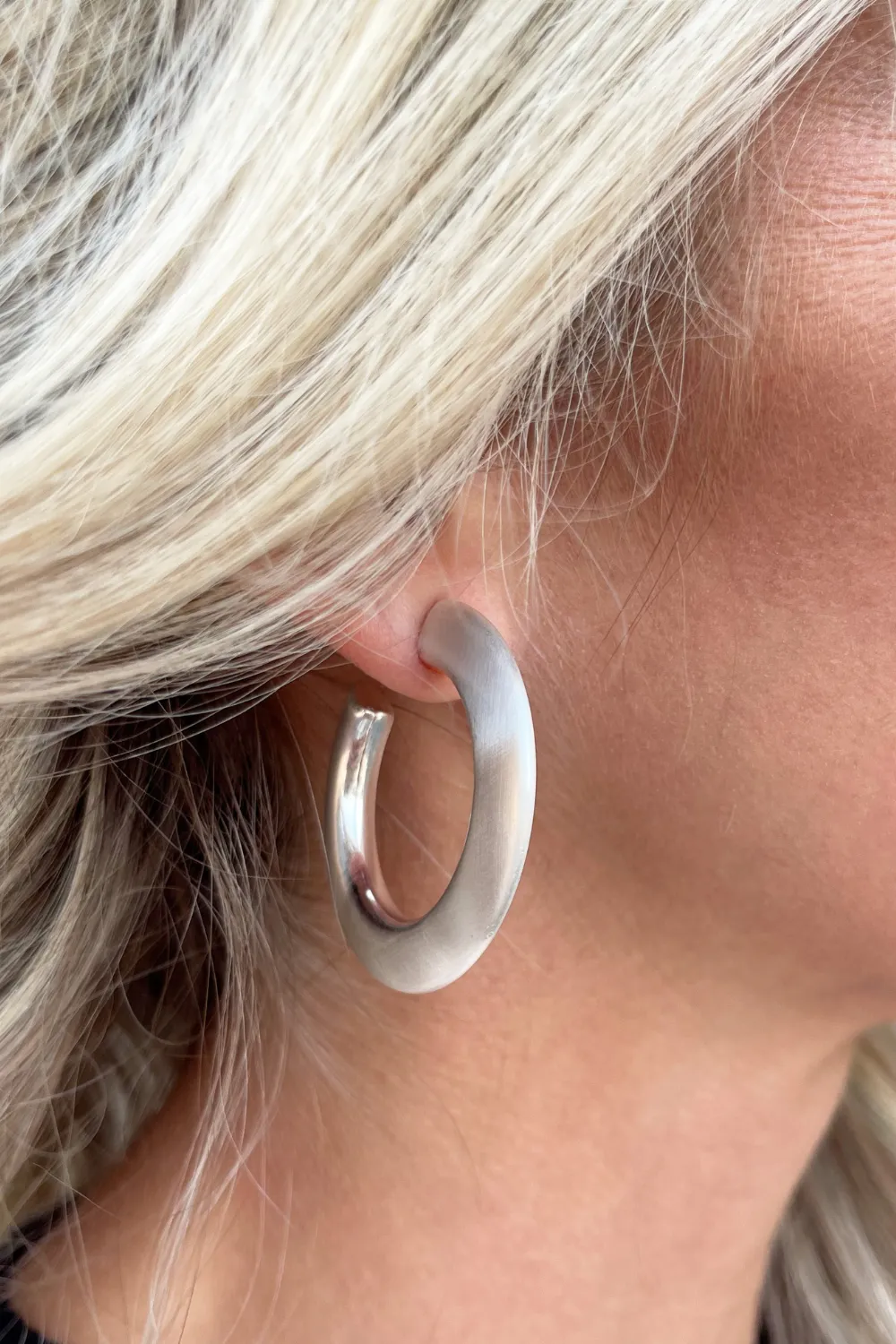 High Polished Satin Plating Hoop Earrings