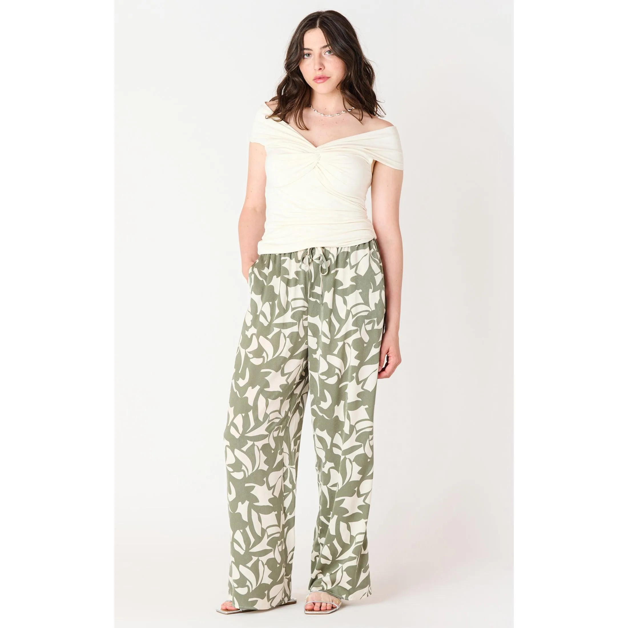 HIGH WAIST WIDE LEG SATIN PANT