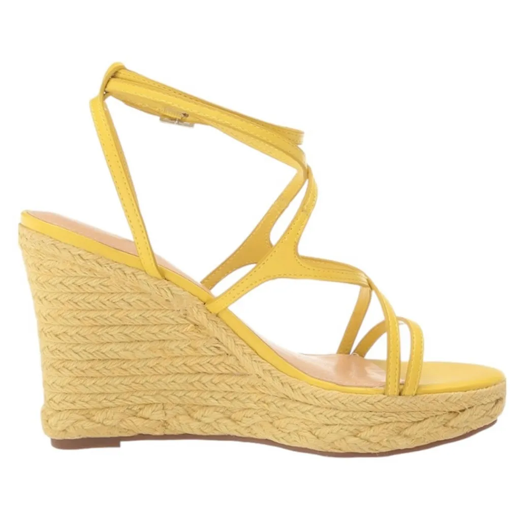 HIRANI Strappy Espadrille Wedges Sandals Platform