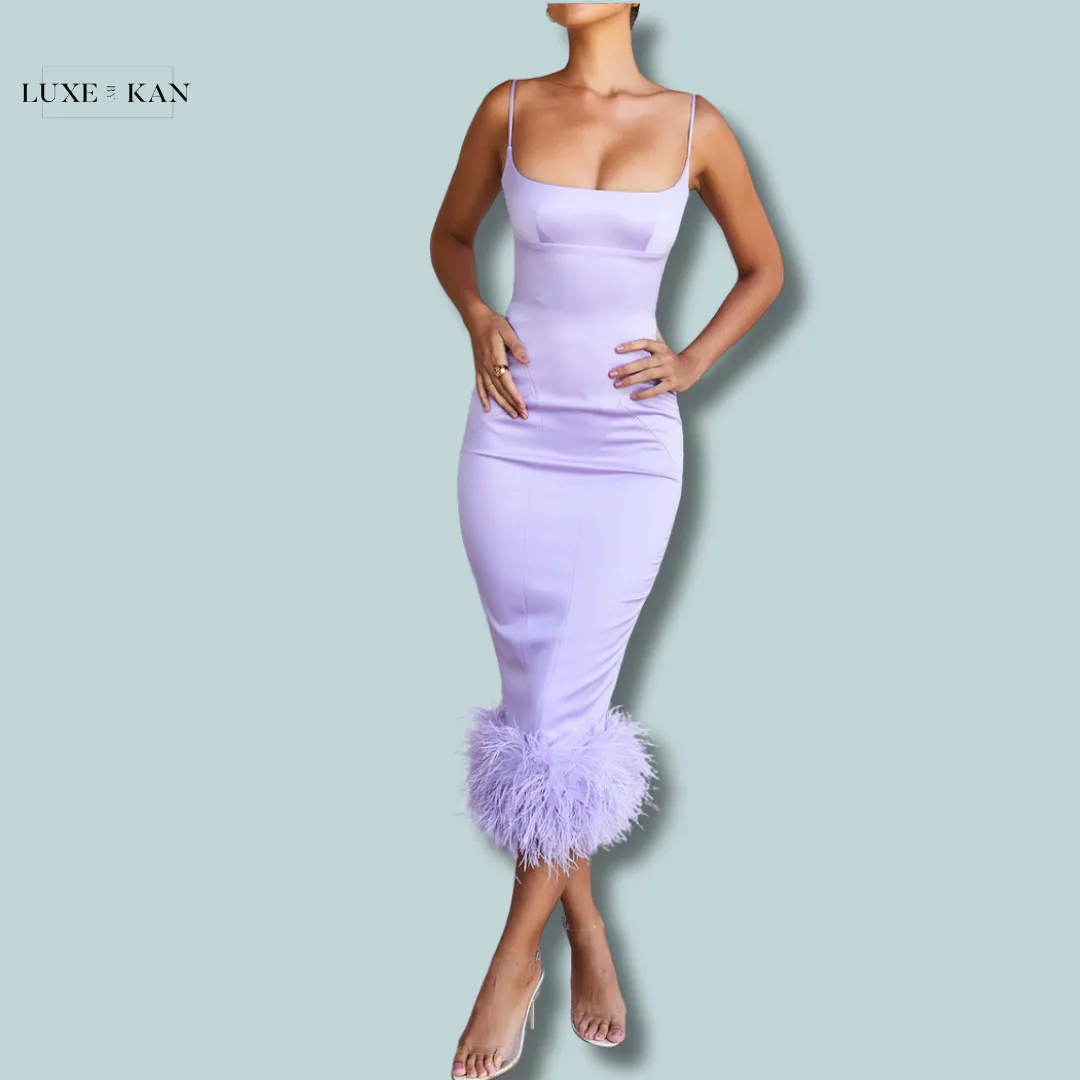 House of CB HELENA 
ORCHID SATIN MIDI DRESS